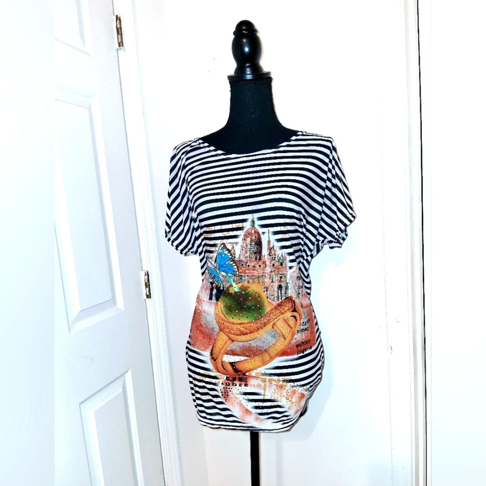 Striped Graphic Women's Top - Picture 2 of 7